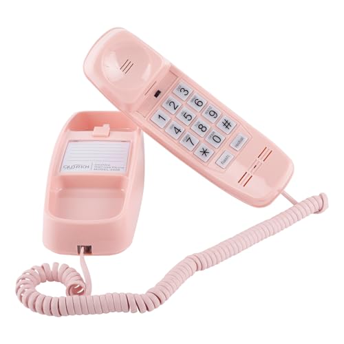 Pink Landline Phone Inspired by 90s Vintage Princess Phone with 110DB+ Loud Ringer Retro Wall Phone No Power Required Pink Corded Telephone for Kids/Seniors Cute Novelty Landline Phones for Home