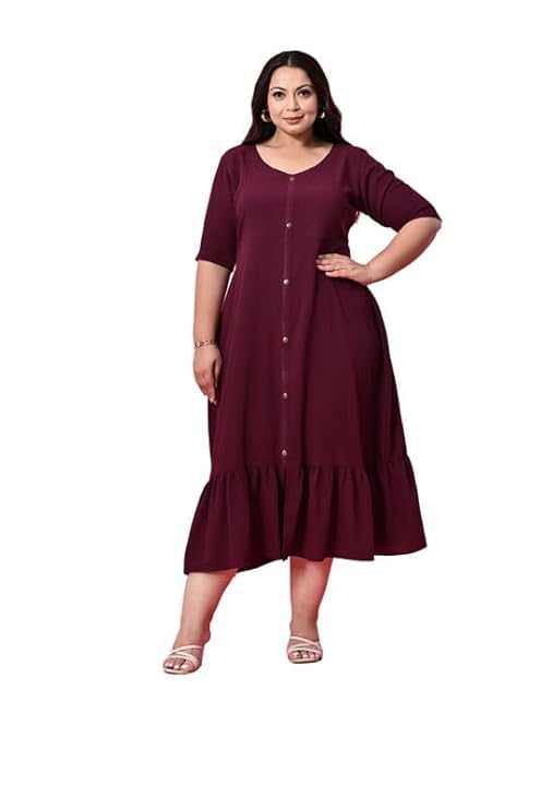 Image of PrettyPlus by Desinoor.com Women's Plus Size Kurta | Ethnic Kurta for Women | Office & Festive Traditional Kurta Firozi