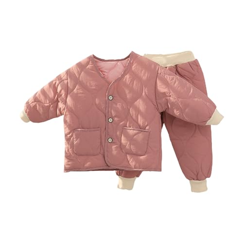 Toddler Baby Winter Coat Quilted Bubble Jacket and Pants Boys Girls Thicken 𝐒leepwear (Watermelon Red, 12-18 Months)