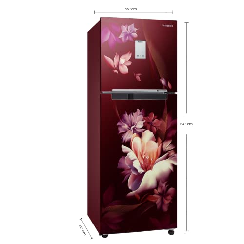 Image of Samsung 244L 2 Star Frost-Free Double Door Refrigerator Appliance (RT28B3522RZ /HL, Midnight Blossom Red, Curd Maestro, 2022 Model)