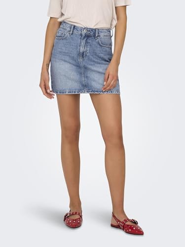 ONLY Jupe en Jean Femme avec Bouton et Passants pour Ceinture Design Classique Couleurs: Taille: - vue 2
