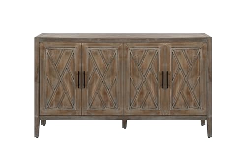 Storage-Cabinet-with-4-Doors-and-Adjustable-Shelves-Vintage-Country-Style-Sideboard-Buffet-Cabinet-Wood-Coffee-Bar-Cabinet-for-Hallway-Living-Room-Kitchen-Dining-Room-Brown Storage Cabinet with 4 Doors and Adjustable Shelves Vintage Country Style Sideboard Buffet Cabinet Wood Coffee Bar Cabinet for Hallway Living Room Kitchen Dining Room Brown