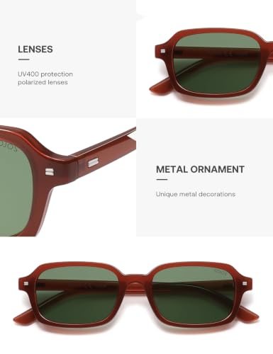 Image of SOJOS Trendy Rectangle Polarized Sunglasses Womens Mens SJ2610