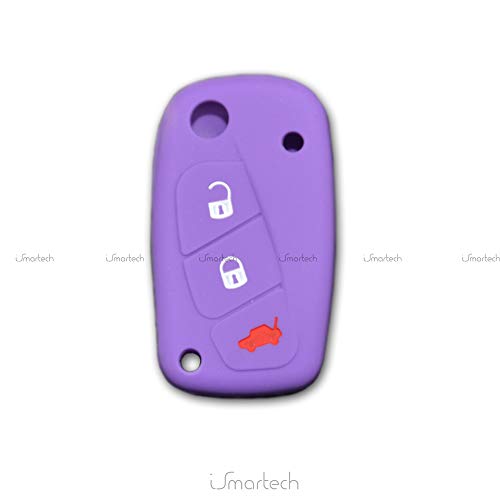 1neiSmartech Cover Coloreada Protector De Silicona Suave Para Carcasa Llave 3 Teclas Plegable Para Coche Para Fiat Grande Punto, Panda, Lápiz Capacitivo, Bravo, Ducado, Ulysse Violeta