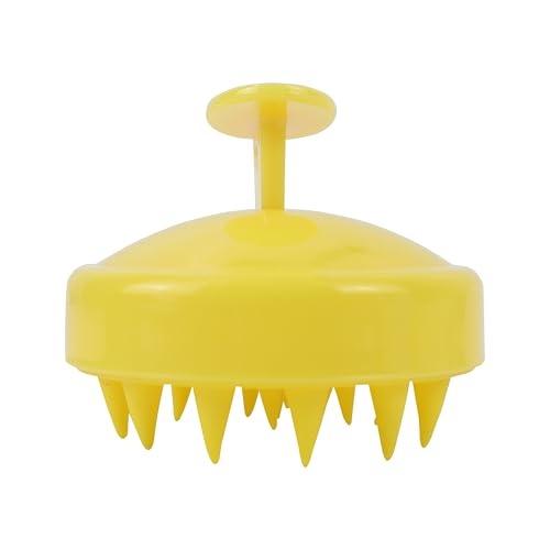 Image of NFI essentials Hair Comb Brush Head Scalp Massager Scrubber, Adults Children Thick /Thin Hair, Mold-Free Solid Silicone for Healthy Hair Growth Dry Scalp Dandruff (Yellow)