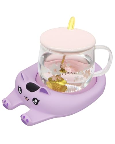 Chauffe Tasse, Chauffe café pour Bureau, Chauffe-Tasse à café, arrêt Automatique, Chauffe-Bougie Intelligent avec 3 réglages de température, Chauffe-Boisson électrique (Violet)