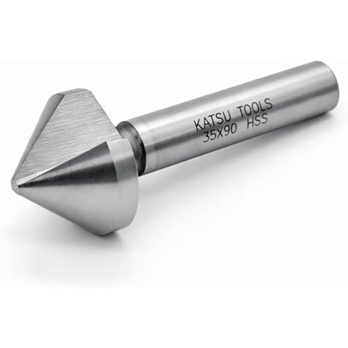 Countersink Drill Bit, KATSU HSS 6542 Countersink Drill Bit 90 Degrees 35mm 3 Flute Chamfer Cutter Drill Bit for Wood Steel Metal Machine Tools, Positioning Drill Mill Cutter 12740619