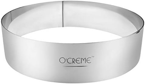 O'Creme Cake Ring Sturdy Stainless Steel Round Mousse Cake Ring Mold for Baking, Dessert Cake Decorating Pastry Rings 8 Inch Diameter x 1-3/4 Inch High