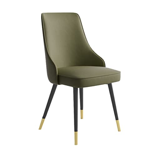 SJIALEN 1 Pcs Dining Chairs, with Metal Legs PU Leather Water Proof Living Room Side Chairs Kitchen Lounge Counter Chairs Kitchen Chair (Color : Army Green, Size : Black Gold feet)