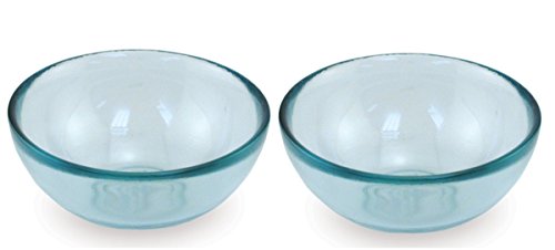 Recycled Glass Clear Green Serving Bowl For Soup, Cereal or Your Keys in the Entryway,14cm (Pack of 2)