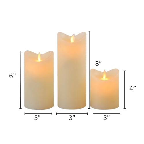 Image of LumaBase Battery Operated LED Wax Candles with Flickering Flame - Set of 3