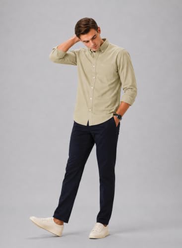 ADRO Store ADRO Men's Oxford Cotton Casual Shirt, Oatmeal, Regular Fit - Image 6