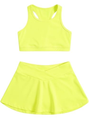 Image of SOLY HUX Toddler Girl's 2 Piece Workout Outfits Lightweight Crop Tank Tops and Skort Athletic Set