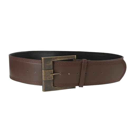 Decorative Belt Vintage Brown Metal Buckle Women Belts Accessories Waistband Wide Belt Sashes Leather for Country Concert Outfit