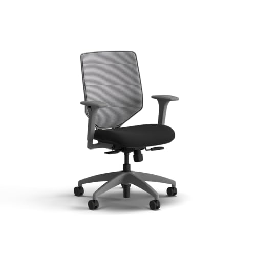 Image of HON Solve Office Chair, Ergonomic Office Chair Mesh Back Support, Adjustable Lumbar Support, Height Adjustable Arms, Titanium Frame, Black