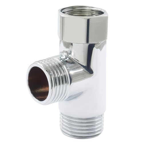 BokWin 1/2 Inch 3 Way Diverter Valve, Hose Fitting Tee, T Shape Adapter Connector - Solid Brass