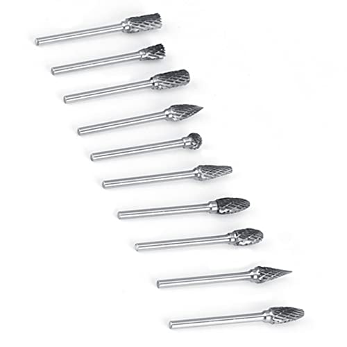 10 Stück Hartmetall-Stahl-Rotationsfeilen-Frässatz, 3 Mm Schaft, 6 Mm Schneidkopfdurchmesser für Stabschleifer, Drehbohrwerkzeug(Double pattern)