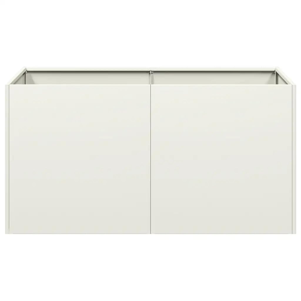 Helloshop26 Moderner Blumenkasten für den Außenbereich, 80 x 40 x 40 cm, vielseitig, schlichter Stil, aus kaltgewalztem Stahl, Weiß, 02_0051458