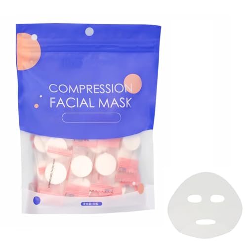 50 hojas de máscara facial comprimida de algodón, desechables, papel de máscara de bricolaje con embalaje envuelto en caramelos, papel cosmético, papel facial, máscara de compresión para el cuidado de