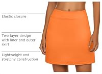 Ekouaer Women Skort for Golf Tennis Gym Running Workout Exercise Hiking Skirts with Underneath Orange — image 4