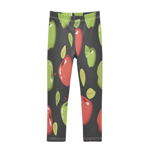 Bolaz Toddler Girls Leggings Printed Yoga Pants Leggings Red Apples Green Apples for Kids