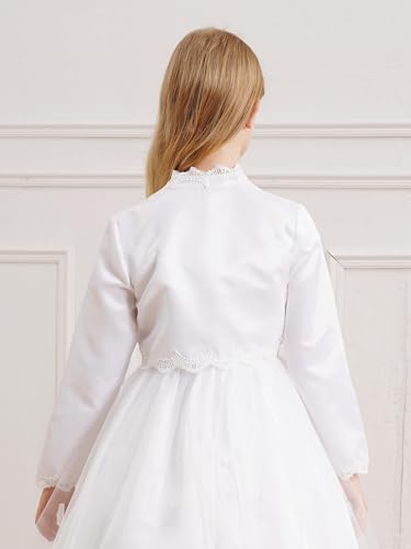 JEYPINMI Kids Satin Bolero Shrug Shawl Tops Flower Girls Wedding Bridesmaid Banquet Formal Dress Cover Up4
