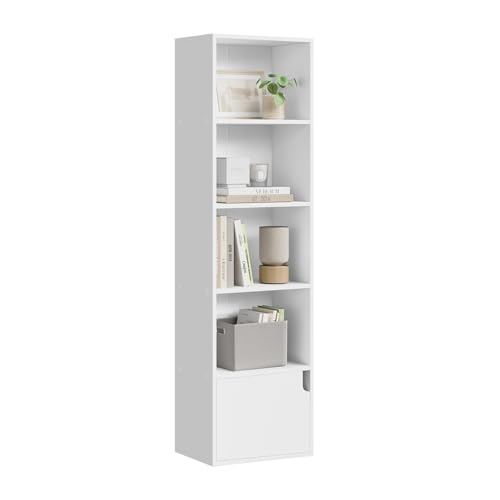 eSituro Bibliothèque Étagère, Meuble Cube, avec 5 Compartiments et 1 Porte, Blanc, pour Salon,...
