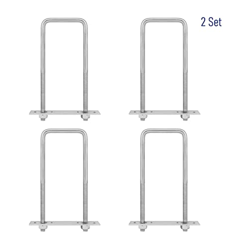 Image of 4 Sets 304 Stainless Steel Square U-Bolts 2.36 inch(60mm) Inner Width, 4.72 inch(120mm) Length Stainless M8 with Nuts, Frame Plate, Accessories for Automobiles Trailer, Boat Trailer Industrial Parts