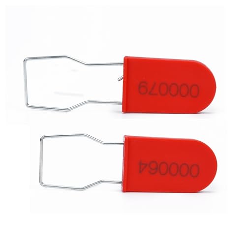 Image of Plastic Padlock Security Seals with Metal Wire Numbered Anti Tamper Tag (500, Red)