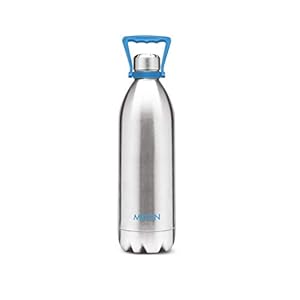 Milton Duo DLX 1750 Thermosteel 24 Hours Hot and Cold Water Bottle with Handle, 1 Piece, 1.57 Litre, Silver | Leak Proof | Office Bottle | Gym | Home | Kitchen | Hiking | Trekking | Travel Bottle