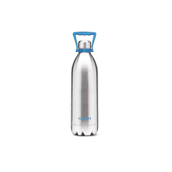 Milton Duo DLX 1750 Thermosteel 24 Hours Hot and Cold Water Bottle with Handle, 1 Piece, 1.57 Litre, Silver | Leak Proof | Office Bottle | Gym | Home | Kitchen | Hiking | Trekking | Travel Bottle