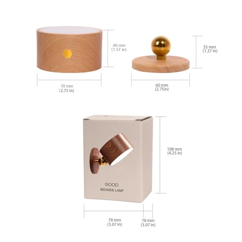 HBGFHG Wooden Led Wall Sconce, 360° Rotatable Dimmable Rechargeable Battery Operated Magnetic Led Night Light for Reading and Household Lighting (Sapele Wood 1pcs) - Cosy Home Interiors HBGFHG Wooden Led Wall Sconce, 360° Rotatable Dimmable Rechargeable Battery Operated Magnetic Led Night Light for Reading and Household Lighting (Sapele Wood 1pcs) - Image 5