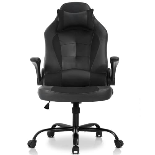 Gaming Chair with Lumbar Support & Flip Armrests