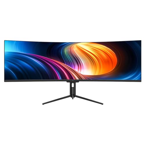 Image of V7 49 inch Curved Gaming Monitor 120Hz Ultrawide 32:9 DQHD 5120x1440P, R1800, 99% sRGB, 95% DCI-P3, USB Type C, DisplayPort, HDMI, Built-in Speakers, Height /Tilt Adjustable