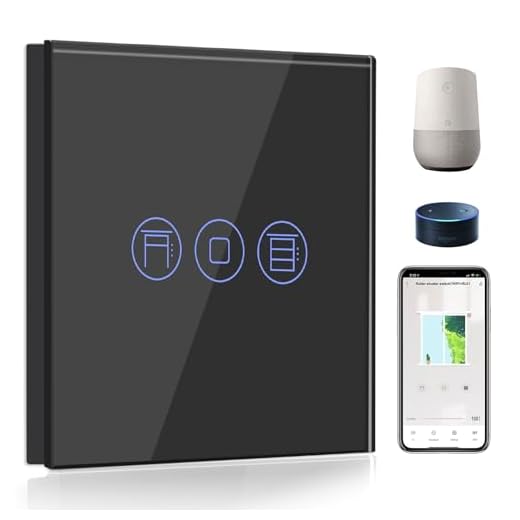 BSEED WiFi Smart Rolladenschalter, Fernbedienung und Timer-Funktion mit Smart Life/Tuya APP, arbeitet mit Alexa Echo und Google Home, WiFi Jalousieschalter mit Touch Panel Schwarz