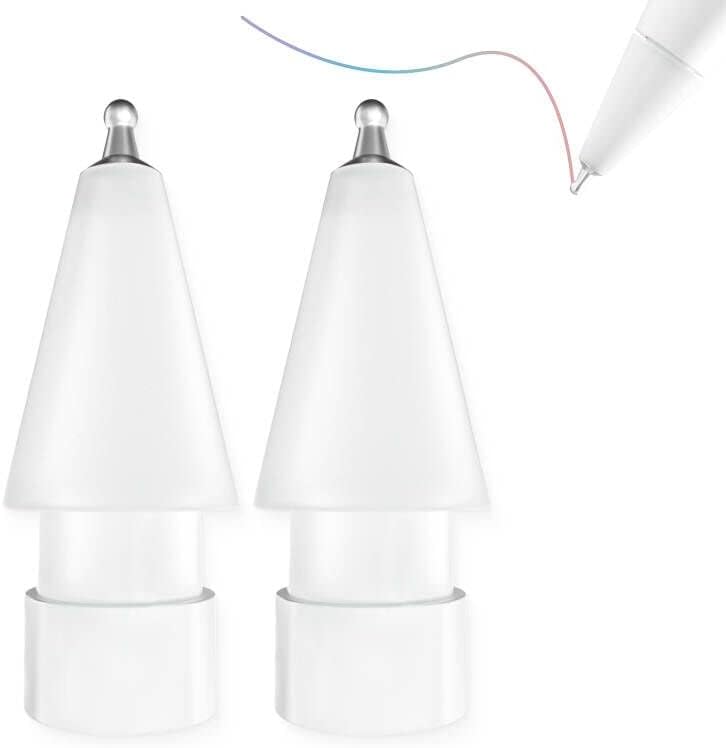 Upgraded Fine Point Pen Like Writing Pencil Tips compatible with Apple Pencil Gen 1st,2nd, Paper-feel Wear Out Resistance Ipad Pencil Nibs fits for Apple iPad Pro Pen,2 Pack White