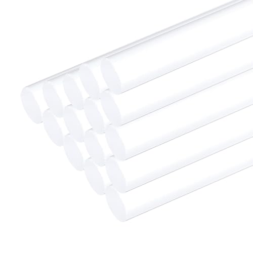 MECCANIXITY 15pcs Acrylic Round Rods 3/8" x 12" Clear Acrylic Dowel Rods Sticks Plastic Sticks Strip for DIY Crafts Lighting Gardening Decorations - 10mm x 300mm
