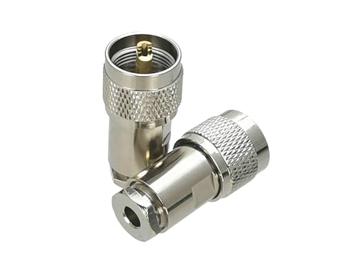 Supkancl 2 uds Conector UHF PL259 Macho Abrazadera de Enchufe RG58 RG142/RG8X/RG5 RG6/RG8 Recto y amp;Cable coaxial del Adaptador RF de ángulo Recto(For RG58)