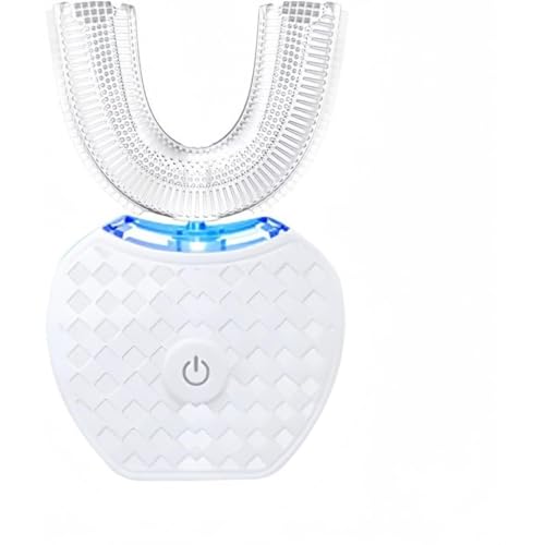 LPYROSE電動音波歯ブラシ U字型電動歯ブラシ 保護歯 口腔清掃ブラシ 経口クリーニングツール フルU字型歯ブラシ 自動洗浄 360度回転 大人用ハブラシ 大人の歯のホワイトニングブラシ (ピンク第三世代) (ホワイト 第二世代)