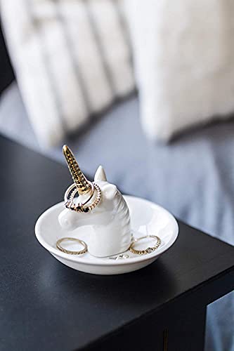Image of PUDDING CABIN Unicorn Ring Holder - Dish for Rings, Earrings, Trinkets Organizer - Women's Birthday, Wedding, Bridesmaid, Christmas, Valentine's Day Gift