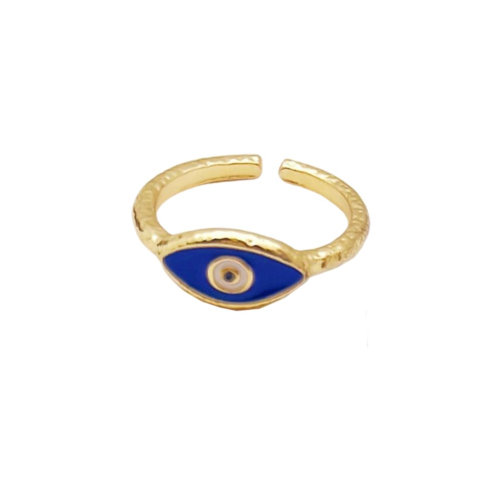 VIE Evil Eye Ring, Gold, Style #01, Blue