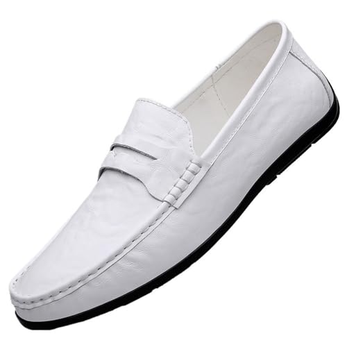 Slip-on Lightweight Loafers for Traveling Driving Office and Work Round Toe Leather Loafers