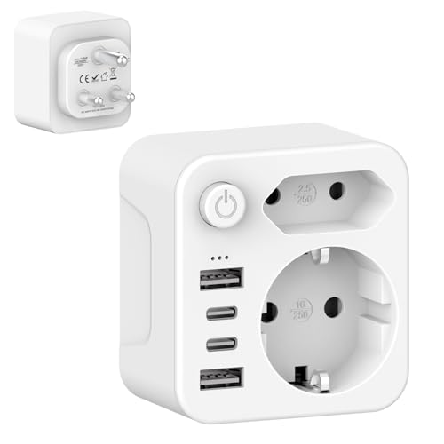 YIDODA Ddapter Südafrika Reiseadapter Südafrika Südafrika Adapter Adapter südafrika Steckdose Reisestecker Schuko auf Typ M für Namibia Lesotho Mosambik Weiß