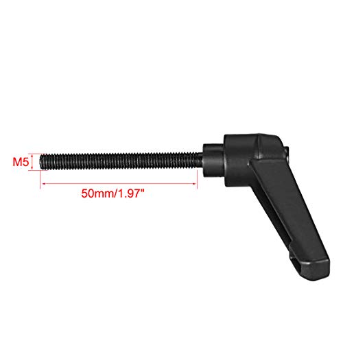 Image of uxcell Adjustable Clamping Lever Handle M5 x 50mm Metric Black Oxide Carbon Steel Male Threaded Stud Hand Knobs Push Button Ratchet Rotating Screw Handles Bolts with Locking Lever Black