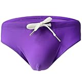 Genérico Braguita de baño Triangular de Nailon con Cinturilla y Forro de Soporte para Comodidad y Libertad de Movimiento (Purple M)
