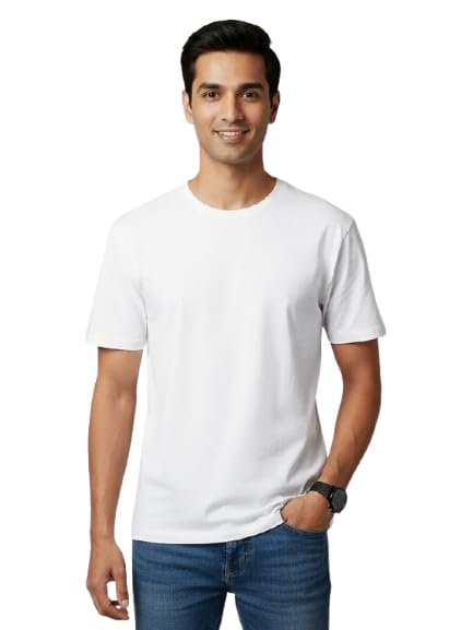 Polyester Half Sleeve T-Shirt – Lightweight Round Neck Plain Regular Fit Sports & Casual Wear White-image-39