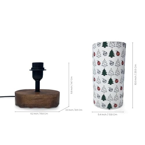 Image of ExclusiveLane 'Christams Santa' Mango Wooden Chirstmas Table Lamp for Bedroom (35.2 Cm, Without Bulb, Handcrafted) | Table Lamp for Living Room Christmas Gifts for Home Chirstmas Decoration Items