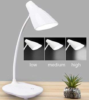 Image of IDOLESHOP Flexible Round LED Stand Flexible Modern Touch Switch Rechargeable Table Eye Care Reading Study Bed Side Study Desk Lamp (White)