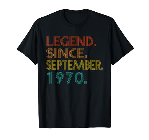 Legend Since September 1970 Men Women Vintage 1970 Birthday Maglietta