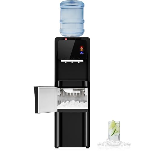 Image of Manastin 4-in-1 Water Dispenser with Ice Maker, Hot & Cold & Room Temperature Top Loading Water Cooler with Fast Ice Making, Child Lock, Compatible with 3-5 Gallon Bottles, for Home and Office